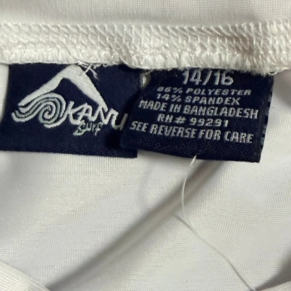 Kanu Surf Kids White Linear Short Sleeve Rash Guard UPF 50+ Swim Shirt 14/16 NWT